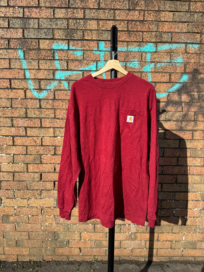 Vintage Carhartt Red Long Sleeve Top - Medium